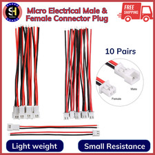 10 Pairs 1.25 mm JST 2 Pin Micro Electrical Male Female Connector Plug W/ 80mm