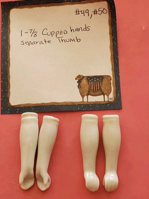 Vintage 1-7/8'' Porcelain Arms for Antique China or Parian Head Doll Cupped Hands