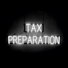 SpellBrite TAX PREPARATION Sign | Neon Sign Look, LED Light | 40.2" x 15.0"