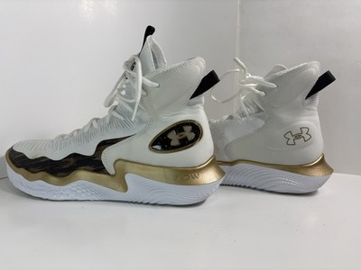 Under Armour Flow Highlight Ace Volleyball Shoes Womens Size 12 White Gold