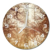 Stilvolle Runde Design-Wanduhr Aus GehäRtetem Glas Wald WeißE Zeiger Fi30 Cm