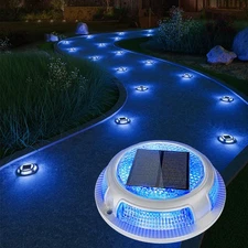 Solar Driveway & Deck Lights 8 Pack Waterproof Dock & Marine Ground Lights,2-...
