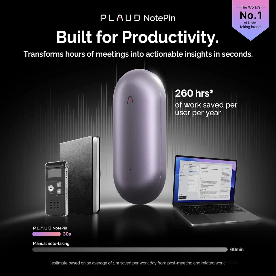 Lightweight AI Voice Recorder with Cloud Storage - 64GB Memory, Hands-Free Modes - Image 4 of 4