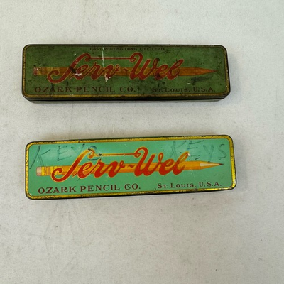 #ad #ad Pair Of Serv Wel Pencil tin boxes Ozark Pencil Company St. Louis No. 2 Fast Ship $35.96