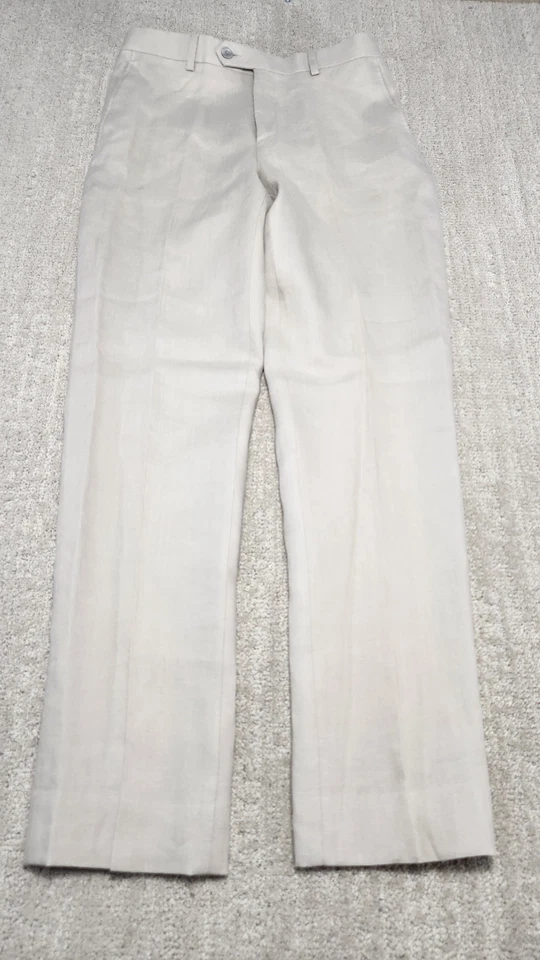Calça de linho Ralph Lauren meninos grandes 16r 28W calças sociais bege luxo riqueza - Imagem 2 de 4