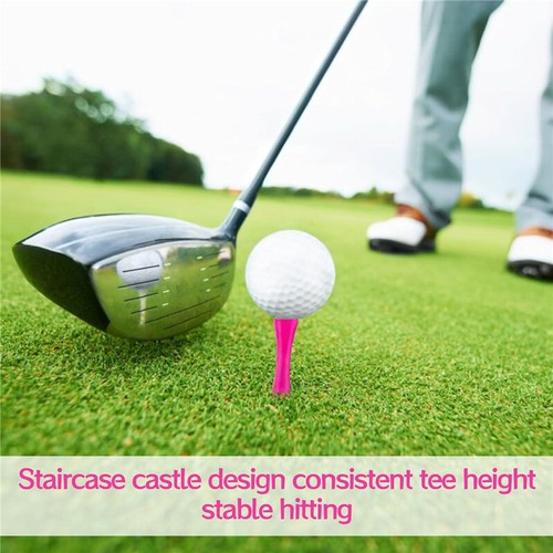 1- 200X Plastic Golf Tees 57 Mm Pink Castle Golf Tees High Quality Tees - Picture 6 of 12