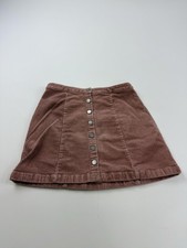 Forever 21 Skirt Womens Medium Pink Corduroy A-Line Button Front Mini Casual