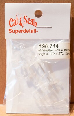 Cal-Scale #744 All-Weather Cab Window -- Plastic with Glazing, .392 x .670'' pkg(