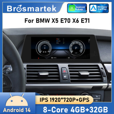 Für BMW X5 E70 X6 E71 CIC 10.25'' Android 14 Autoradio CarPlay 32GB WiFi GPS Navi