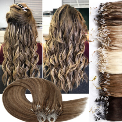 200 Strähnen Microring Loop Remy Echthaar Haarverlängerung Extensions Microlink