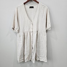 Urban Outfitters Womens Oversized Linen Blend Babydoll Dress Small Cream Prairie