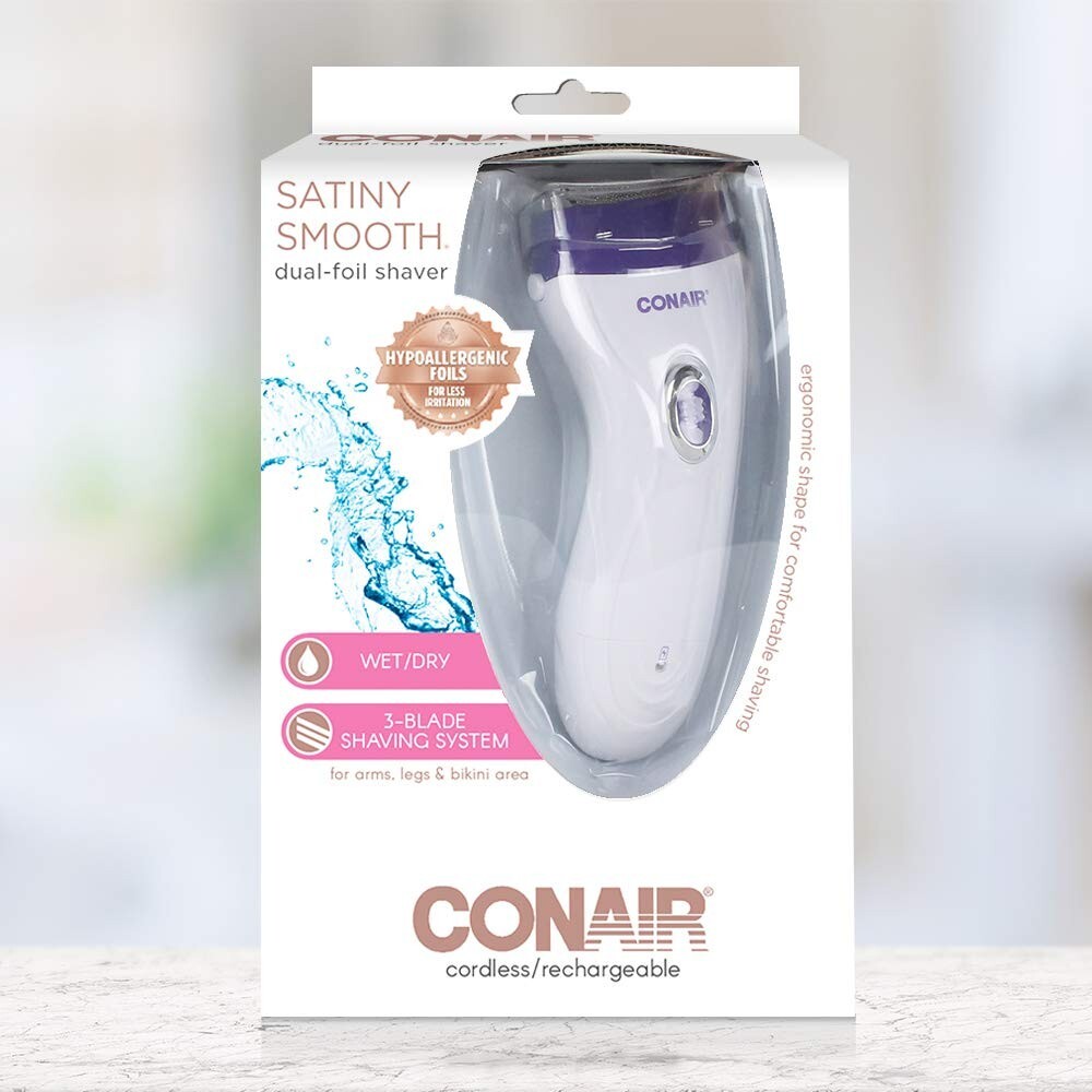 Conair Dual Foil Shaver Satiny Smooth Wet/Dry 3 Blade ARM-LEG-BIKINI