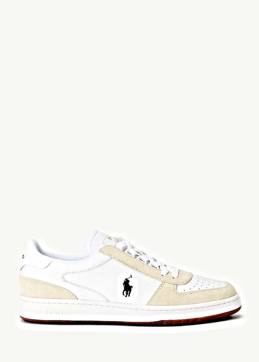 POLO RALPH LAUREN COURT PP SK ATH COLOR WHITE BEIGE LEATHER SUEDE