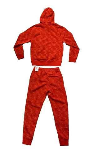 Men Nike BB LA Monogram Club Fleece Sweatsuit Size M Red FZ2230 & FZ2231 Joggers - Picture 18 of 21