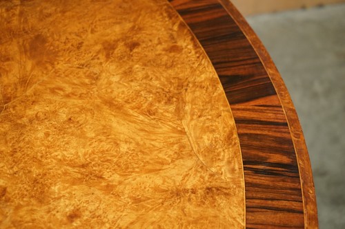 LARGE 152.5CM WIDE BURR WALNUT MACASSAR EBONY REGENCY ROUND DINING TABLE SEATS 8 - Picture 17 of 20
