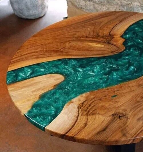 12" Round Coffee Table Top Premium quality Epoxy Resin A Wooden Art