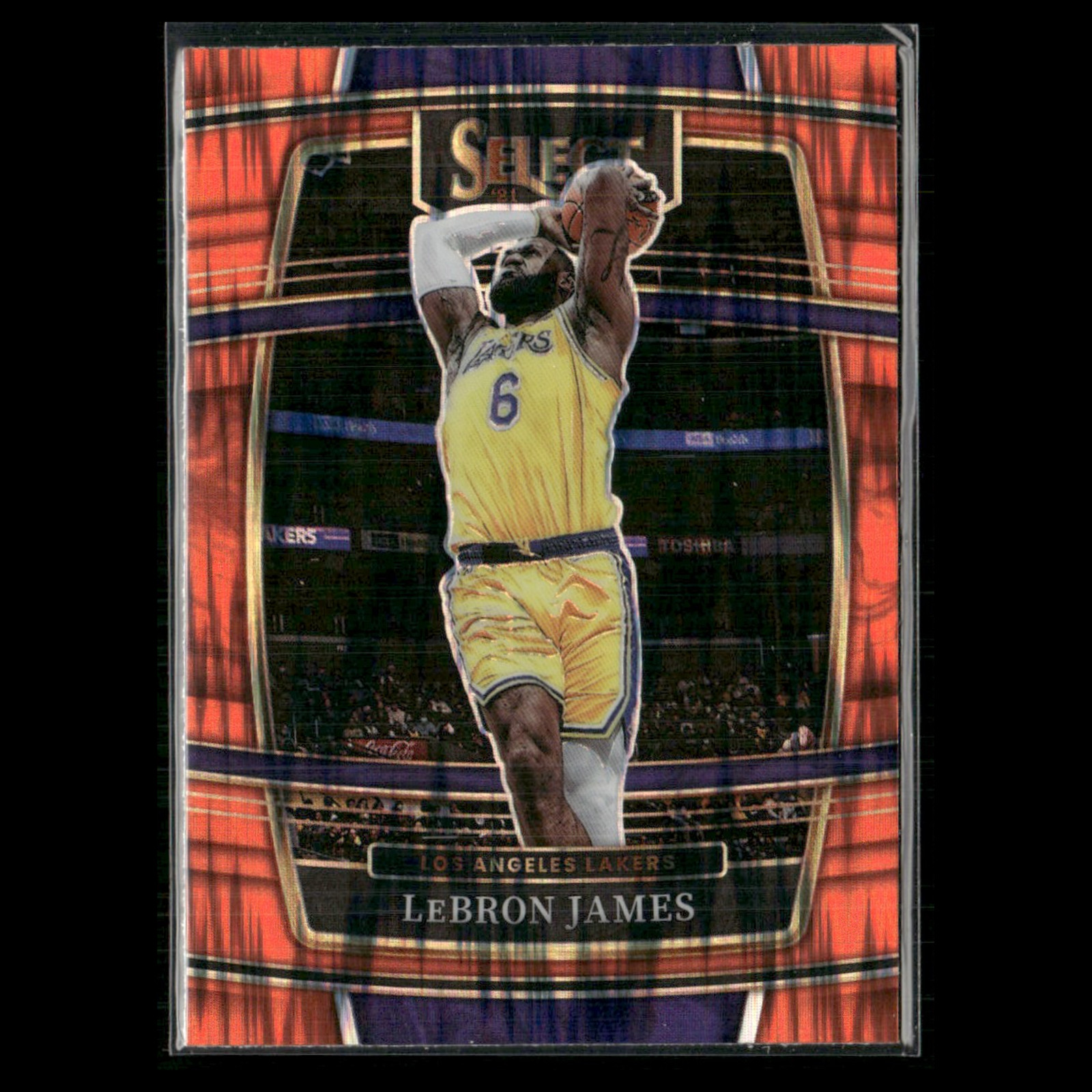 LeBron James #100 2021-22 Select Orange Flash Prizm Los Angeles Lakers 