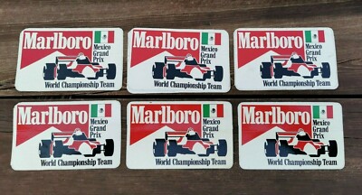 VINTAGE 1980's MARLBORO GRAND PRIX F1 MEXICO SET OF 6 STICKERS