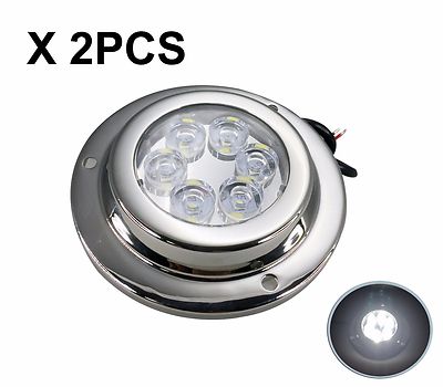 Kit D'éclairage Marin LED Blanc Ultra Brillant Pactrade Marine - 2 Projecteurs Avec Supports Inox