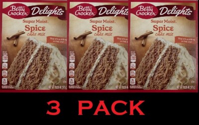 Betty Crocker Delights SUPER MOIST Spice Cake Mix 13.25 oz Box - 3 PACK