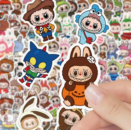 Paquete de 80 pegatinas de dibujos animados divertidas y lindas - calcomanías de PVC reutilizables para monopatines - Imagen 4 de 8