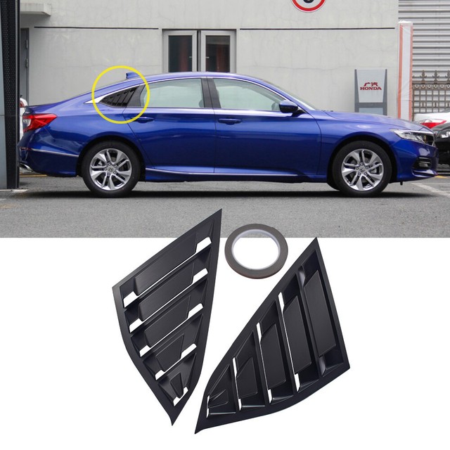 2Pcs Matte Black Rear Side Quarter Window Louver Fits Honda Accord 2018