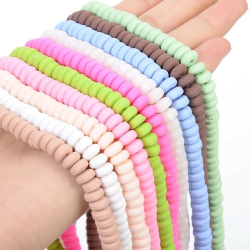 Polymer Clay Beads For Jewellery Making x50 Spacer Oval Chunky Bright 3x7mm - Picture 3 of 16