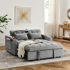 3 in 1 Convertible Sleeper Sofa Bed Loveseat Sofa Couch Pull Out Sofa Bed Gray