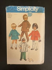 Simplicity 9042 Pattern Coat Pants Size 4 Toddler Precut Vintage 1970 