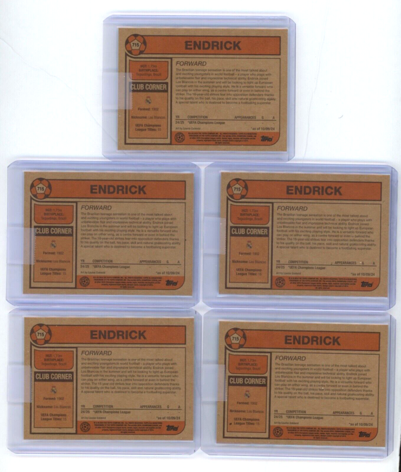 TOPPS MATCH ATTAX Ucl 2024-25 Endrick #132 Rookie Foil Real Madrid EUR