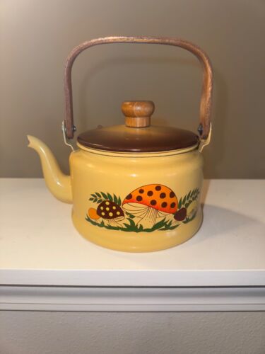 Rare Antique Merry Mushroom Sears Enamel Steel Tea Kettle With Original Box - Picture 2 of 6
