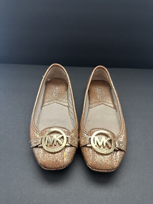 Michael Kors Women’s Flat Gold Shoes (Size Gold Buckle Snake 