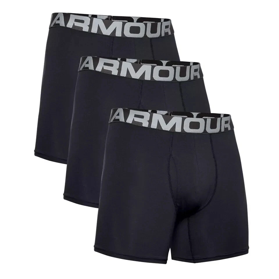 Paquete de 3 calzoncillos boxer Under Armour para hombre de algodón cargado de 6 pulgadas S-XXL Foto 3 de 4
