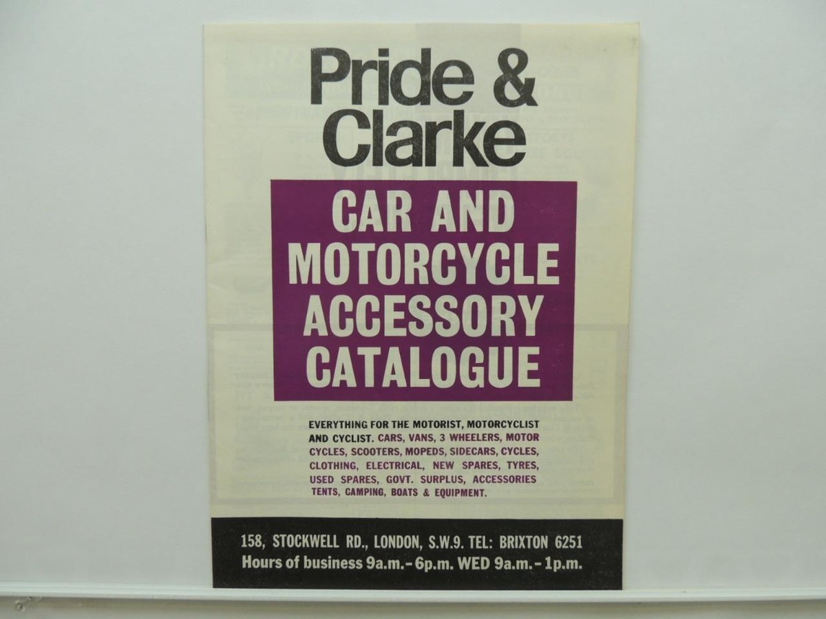 1965 Pride And Clarke Car & Motorcycle Accessory Catalog Triumph
