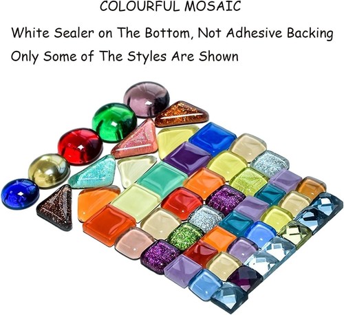 DIY Mosaic Tiles for Crafts, Colorful Glass Kits Mixed - Picture 2 of 7