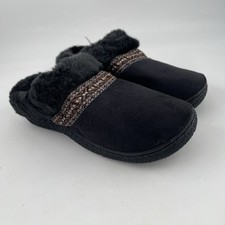 Isotoner Black Brown Slippers w/ Plush Lining  SmartZONE Gel Comfort-SZ 7.5 - 8