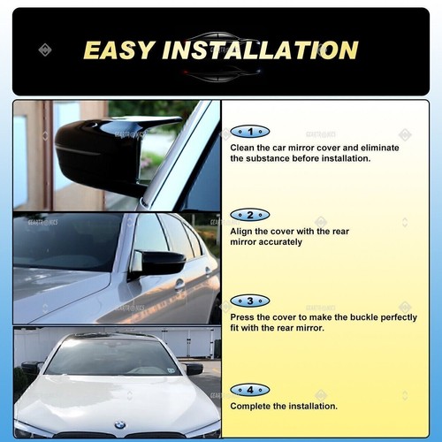 BLACK FOR 2017-2022 BMW G30 G20 G11 G12 M STYLE ADD-ON SIDE MIRROR COVER CAPS! - Foto 12 di 12
