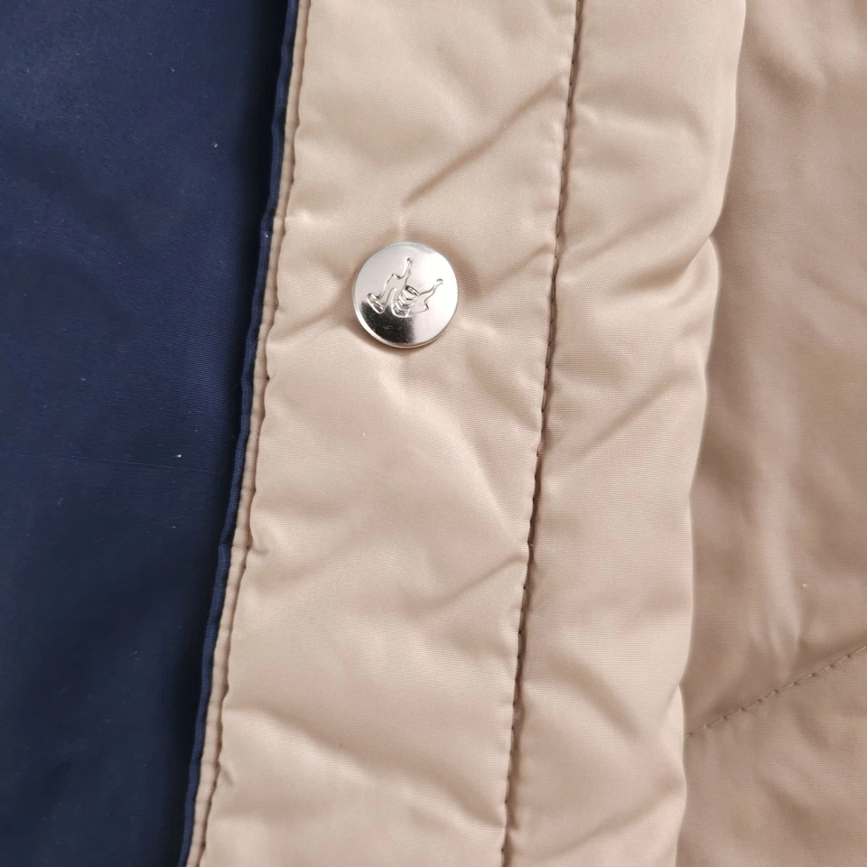 Vintage Camel Goose Down Vest Button Up Reversible Blue Tan 80s 90s Size Medium - Image 3 of 4