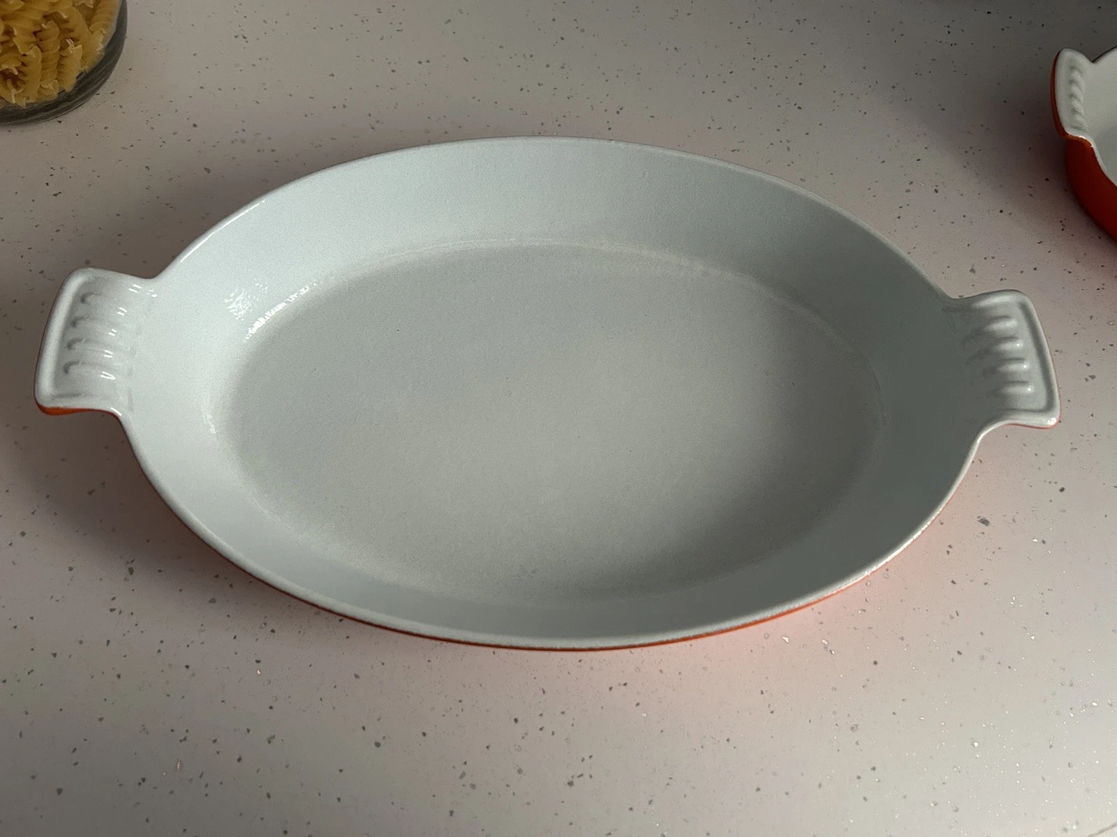 Vintage Casron Japan Orange Cast Iron Enamel Roasting Pan