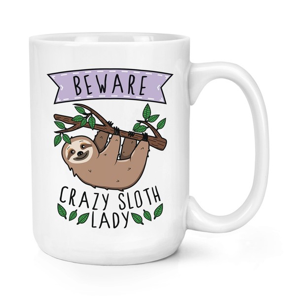 Beware VerrüCkte Faultier Damen 426Ml Groß Becher Tasse Lustiger Witz Tiere Faul-image