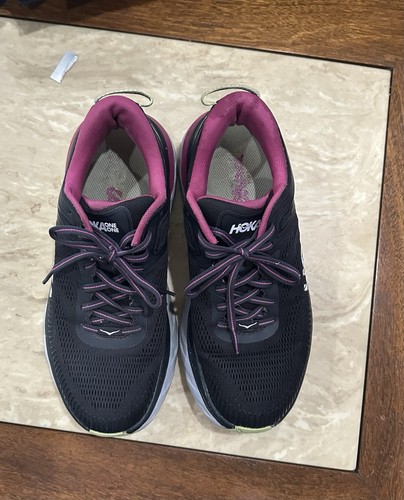 Hoka One One Bondi 7 Zapatos Mujer Talla 8 Negro Rosa Correr Acolchados Atléticos - Imagen 4 de 8