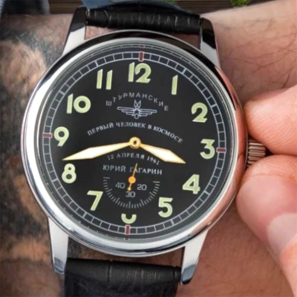 复古手表 Pobeda 机械 Shturmanskie Yuri Gagarin 手腕 军用男士 — 第 2/4 张图片