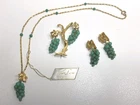 Vintage Set Van Lou 12k Gold Filled Costume Jewelry Wine Grapes Necklace +