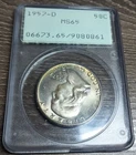 1957-D Franklin Half Dollar PCGS MS65 Old Green Holder Rattler Toned OGH