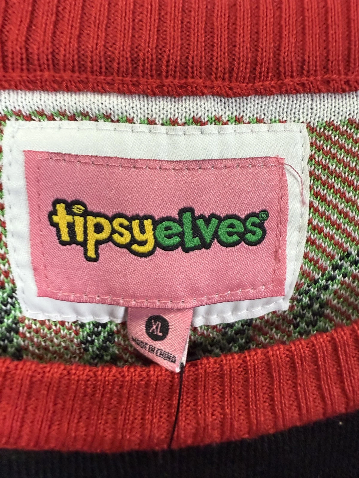 Tipsy Elves Christmas Sweater Womens XL Black Red Drinking Game Target Balls