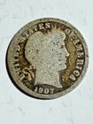 1907 Barber Dime 10C Well Circulated with AG Details and Damage