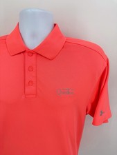 Under Armour Quintero Men's Medium Stretch Golf Polo Shirt Solid Pink Heat Gear