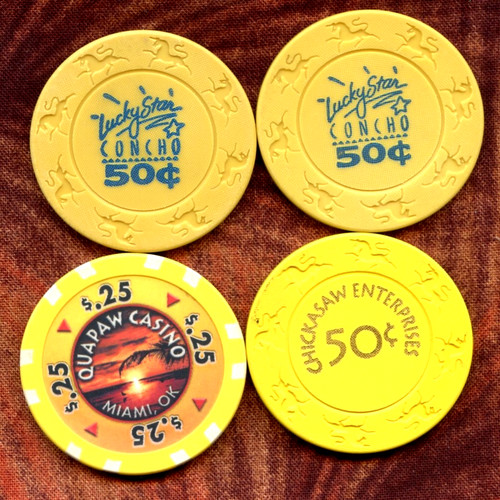 1 LOT of 4 Oklahoma Casino Chips.