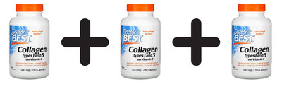 3 x Doctors Best Best Collagen Types 1 & 3 with Peptan, 500mg - (149,92 EUR/kg)