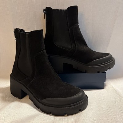 ESPRIT Women Black Faux Suede Chelsea Lug Sole Ankle Boot Sz. 5.5 Elora Y2K Goth